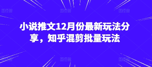 小说推文12月份最新玩法分享，知乎混剪批量玩法-轻创副业圈