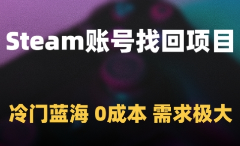 Steam账号找回项目，冷门蓝海，0成本，需求极大-轻创副业圈