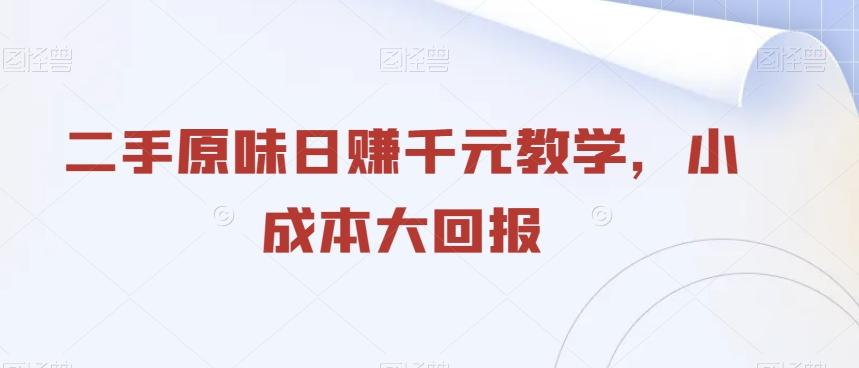 二手原味日赚千元教学，小成本大回报-轻创副业圈