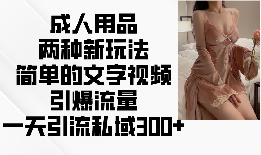 成人用品两种新玩法，简单的文字视频引爆流量，一天引流私域300+-轻创副业圈