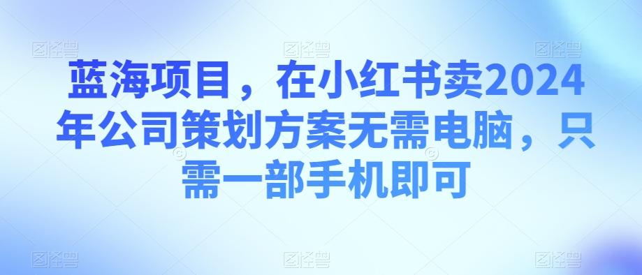 蓝海项目，在小红书卖2024年公司策划方案无需电脑，只需一部手机即可-轻创副业圈