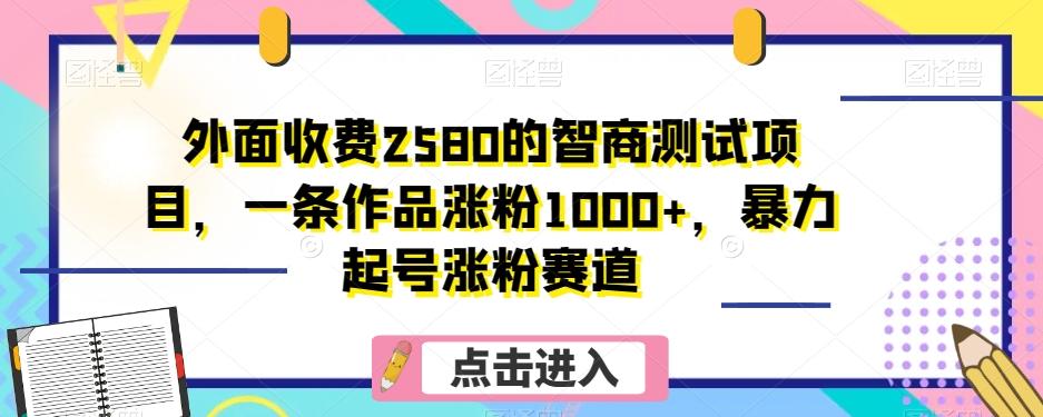 外面收费2580的智商测试项目，一条作品涨粉1000+，暴力起号涨粉赛道【揭秘】-轻创副业圈
