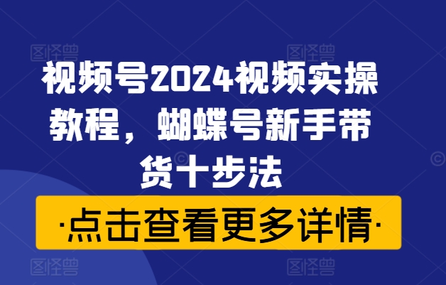 视频号2024视频实操教程，蝴蝶号新手带货十步法-轻创副业圈