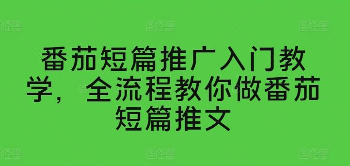 番茄短篇推广入门教学，全流程教你做番茄短篇推文-轻创副业圈