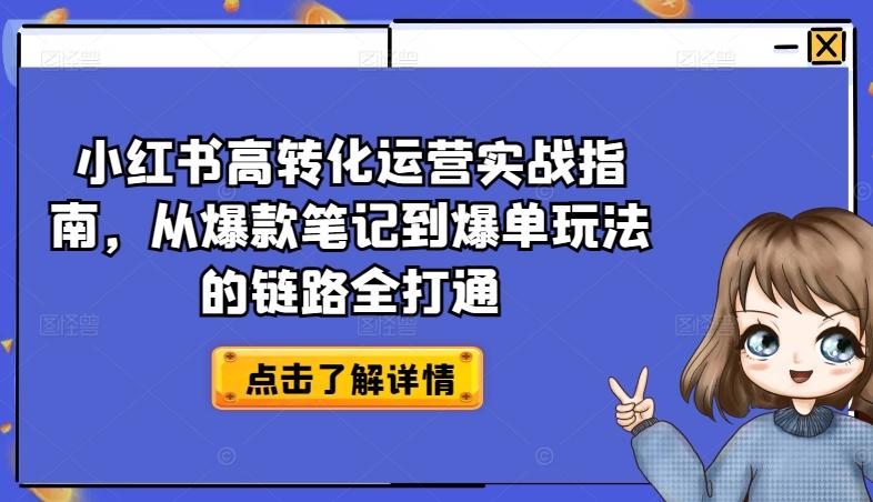 小红书高转化运营实战指南，从爆款笔记到爆单玩法的链路全打通-轻创副业圈