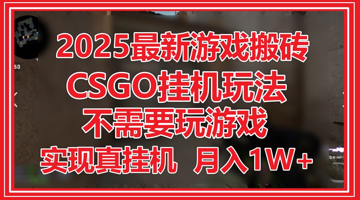 2025最新游戏搬砖，CSGO挂机，不需要玩游戏，实现真挂机，月入1W+-轻创副业圈