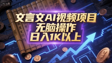 文言文AI视频项目，无脑操作，日入1K以上-轻创副业圈
