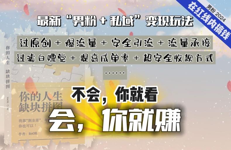 2024，“男粉+私域”还是最耐造、最赚、最轻松、最愉快的变现方式【揭秘】-轻创副业圈