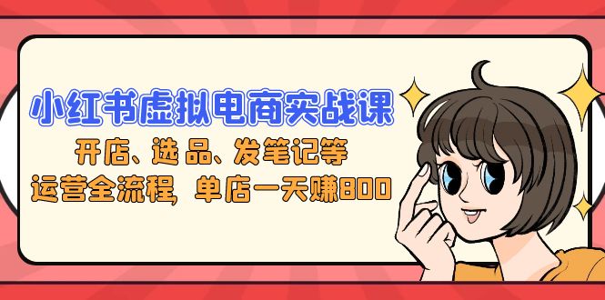 小红书虚拟电商实战课：开店、选品、发笔记等运营全流程，单店一天赚800-轻创副业圈