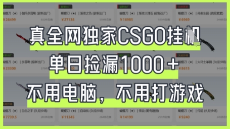 真全网独家CSGO挂G，单日捡漏1k+【揭秘】-轻创副业圈