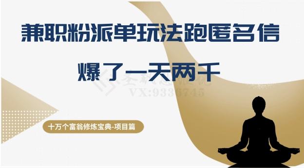 十万个富翁修炼宝典之6.兼职粉派单玩法跑匿名信，爆了一天两千-轻创副业圈