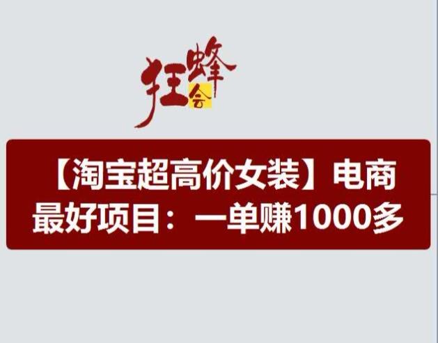 淘宝超高价女装项目，电商最好赛道，一单赚1000多-轻创副业圈
