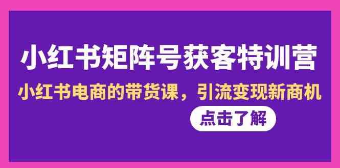 小红书矩阵号获客特训营-第10期，小红书电商的带货课，引流变现新商机-轻创副业圈