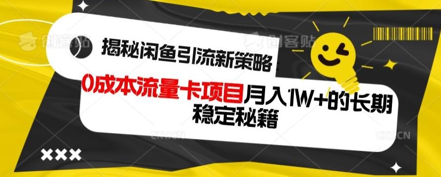 揭秘闲鱼引流新策略：0成本流量卡项目，月入1W+的长期稳定秘籍-轻创副业圈