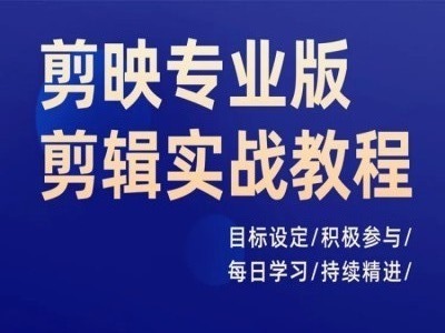 剪映专业版剪辑实战教程，目标设定/积极参与/每日学习/持续精进-轻创副业圈