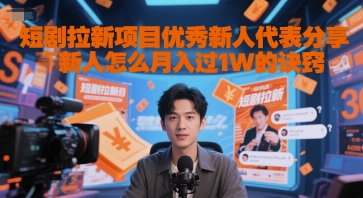 短剧拉新项目优秀新人代表分享新人怎么月入过1W的诀窍-轻创副业圈
