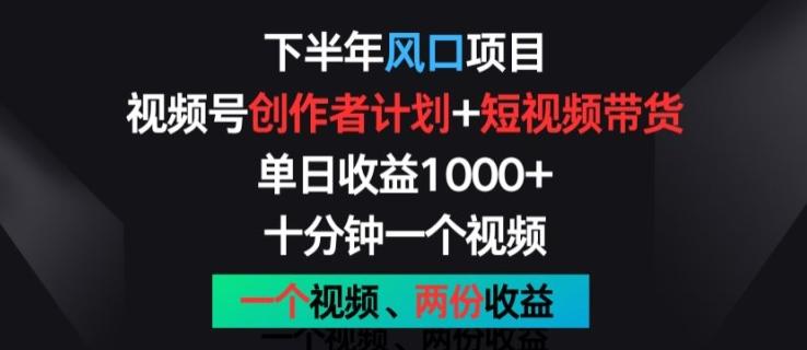 下半年风口项目，视频号创作者计划+视频带货，一个视频两份收益，十分钟一个视频【揭秘】-轻创副业圈