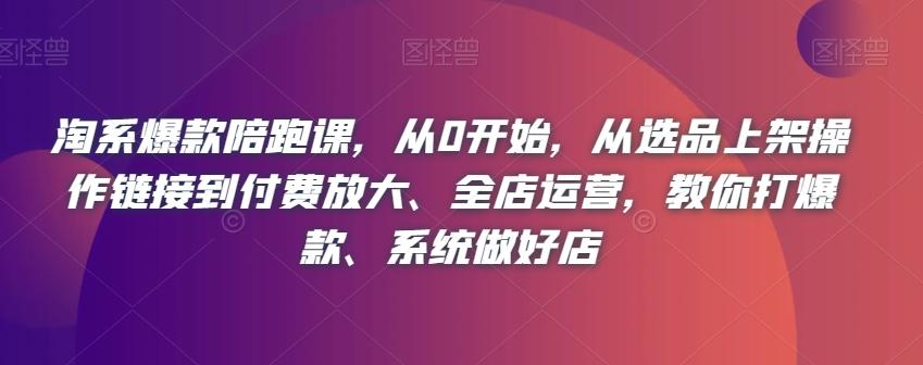 淘系爆款陪跑课，从0开始，从选品上架操作链接到付费放大、全店运营，教你打爆款、系统做好店-轻创副业圈
