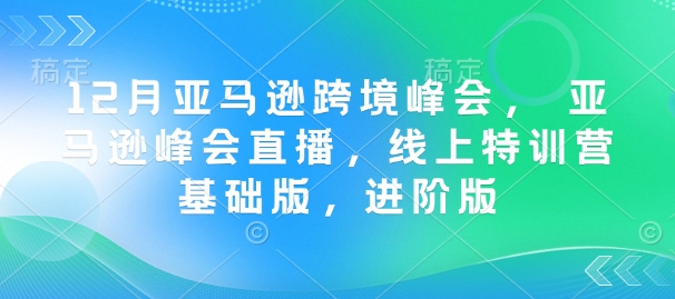 12月亚马逊跨境峰会， 亚马逊峰会直播，线上特训营基础版，进阶版-轻创副业圈