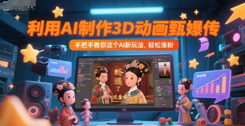 利用AI制作3D动画甄嬛传，流量爆了，手把手教你这个AI新玩法，轻松涨粉-轻创副业圈