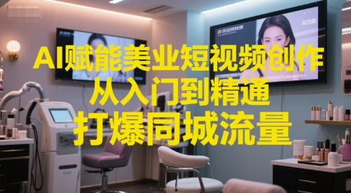 AI赋能美业短视频创作，从入门到精通，打爆同城流量，超级AI工具短视频实操落地-轻创副业圈