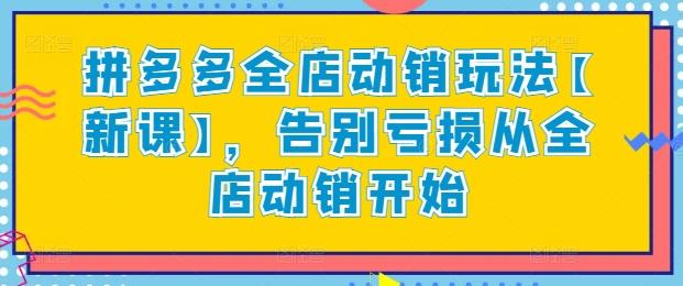 拼多多全店动销玩法【新课】，告别亏损从全店动销开始-轻创副业圈