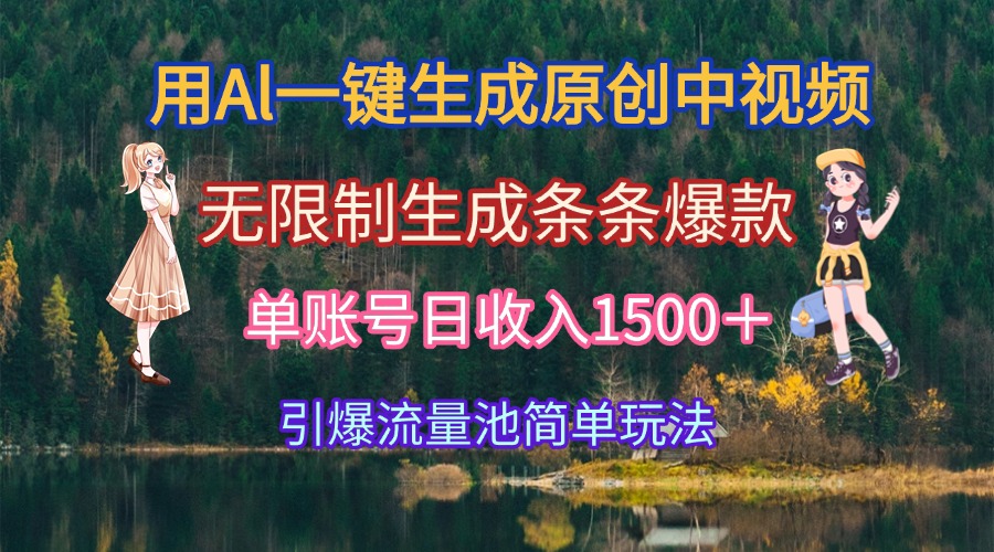 用Al一键生成原创中视频，无限制生成条条爆款，单账号日收入1500＋引爆…-轻创副业圈