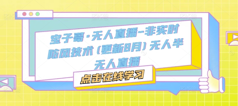 宝子哥·无人直播-非实时防风技术(更新8月)无人半无人直播-轻创副业圈