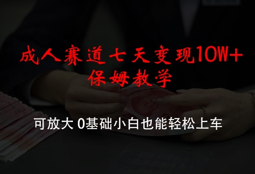 成人赛道七天变现10W+保姆教学，可放大，0基础小白也能轻松上车【揭秘】-轻创副业圈