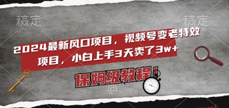 2024最新风口项目，视频号变老特效项目，电脑小白上手3天卖了3w+，保姆级教程【揭秘】-轻创副业圈
