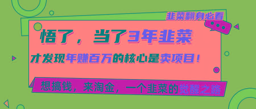 悟了，当了3年韭菜，才发现网赚圈年赚100万的核心是卖项目，含泪分享！-轻创副业圈
