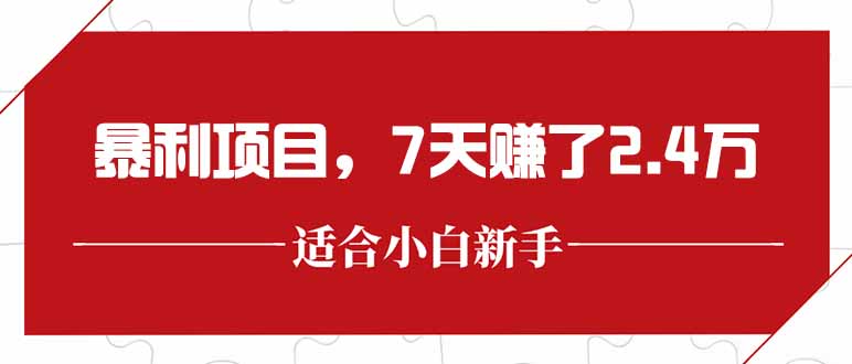 最新暴利项目，每单收益轻松在300以上，7天赚了2.4万-轻创副业圈