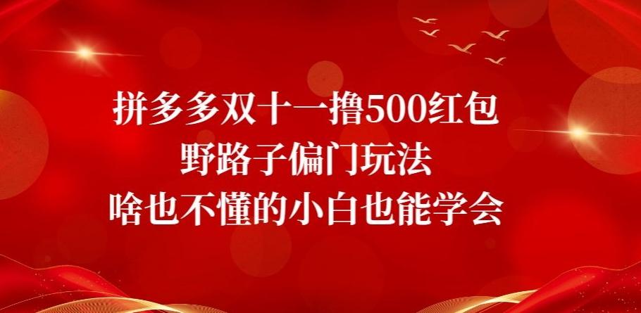 拼多多双十一撸500红包野路子偏门玩法，啥也不懂的小白也能学会【揭秘】-轻创副业圈