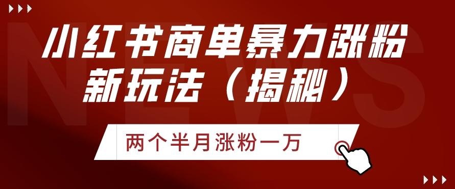 小红书商单暴力涨粉新玩法两个半月涨粉一万（揭秘）-轻创副业圈