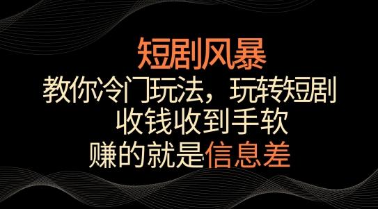 短剧风暴，教你冷门玩法，玩转短剧，收钱收到手软【揭秘】-轻创副业圈