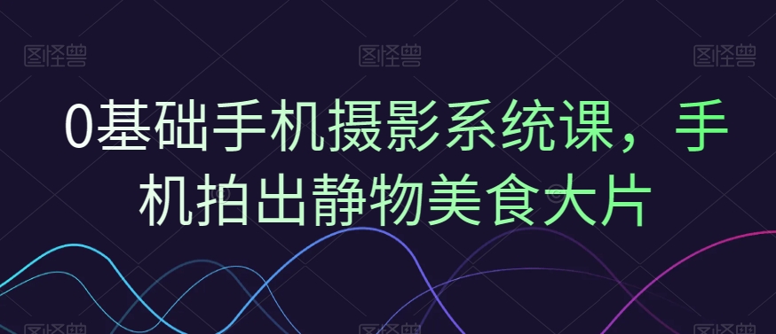 0基础手机摄影系统课，手机拍出静物美食大片-轻创副业圈