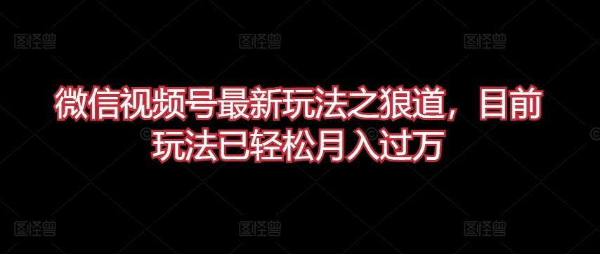微信视频号最新玩法之狼道，目前玩法已轻松月入过万【揭秘】-轻创副业圈