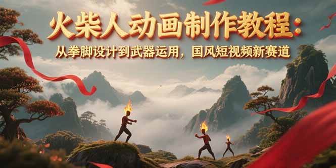 火柴人动画制作教程：从拳脚设计到武器运用，国风短视频新赛道-轻创副业圈