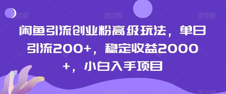 闲鱼引流创业粉高级玩法，单日引流200+，稳定收益2000+，小白入手项目-轻创副业圈