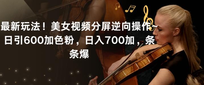 最新玩法！美女视频分屏逆向操作~日引600加色粉，日入700加，条条爆【揭秘】-轻创副业圈