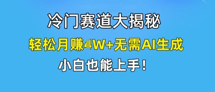 冷门赛道大揭秘，轻松月赚1W+无需AI生成，小白也能上手【揭秘】-轻创副业圈