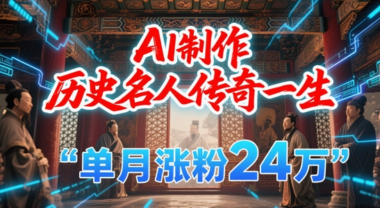 暴力起号！用AI制作历史名人传奇一生，单月涨粉24W，涨粉+变现赛道黑马来了-轻创副业圈