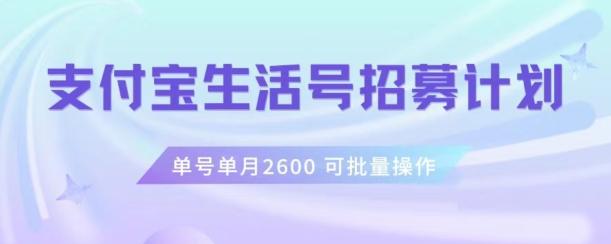 支付宝生活号作者招募计划，单号单月2600，可批量去做，工作室一人一个月轻松1w+【揭秘】-轻创副业圈