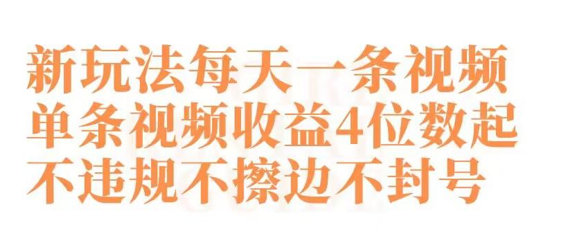 快手新玩法每天一条视频单条视频收益4位数起不违规不擦边不封号【揭秘】-轻创副业圈