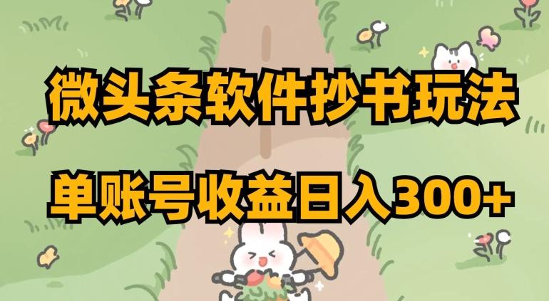 微头条软件抄书玩法，单账号收益日入300+【揭秘】-轻创副业圈