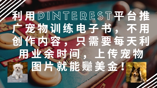 利用Pinterest平台推广宠物训练电子书，不用创作内容，只需要每天利用业余时间，上传宠物图片就能挣美金!-轻创副业圈