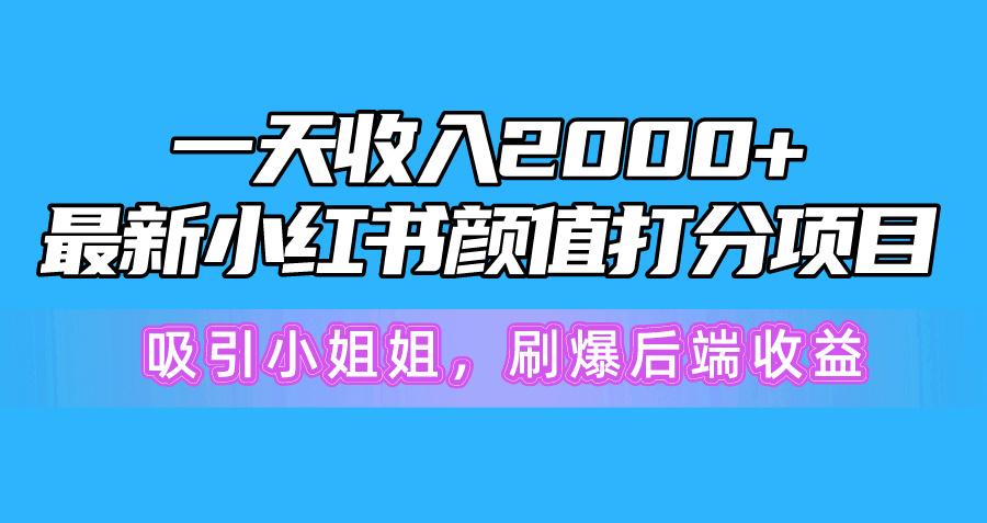 一天收入2000+，最新小红书颜值打分项目，吸引小姐姐，刷爆后端收益-轻创副业圈