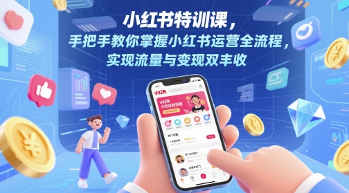 小红书特训课，手把手教你掌握小红书运营全流程，实现流量与变现双丰收-轻创副业圈