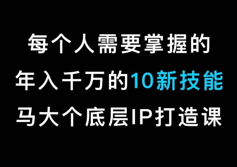 马大个的IP底层逻辑课，​每个人需要掌握的年入千万的10新技能，约会底层IP打造方法！-轻创副业圈