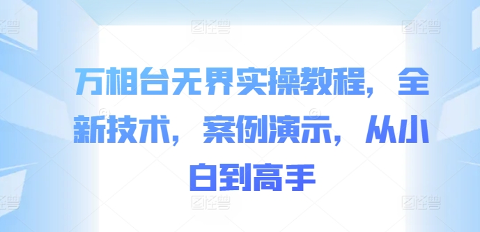 万相台无界实操教程，全新技术，案例演示，从小白到高手-轻创副业圈